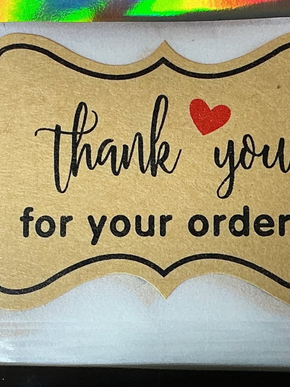 ★ 50 Thank You For Your Order Kraft Stickers Red Heart